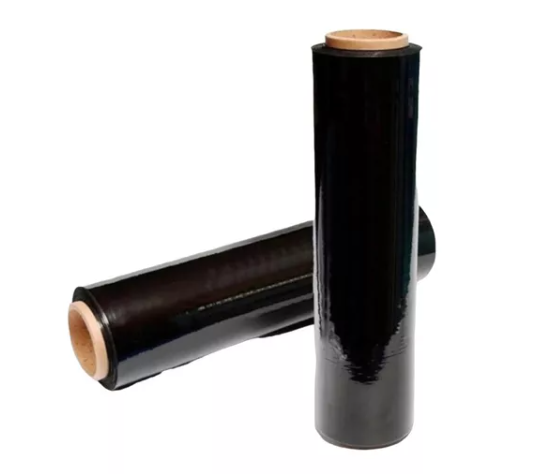 FILM STRETCH VIRGEN NEGRO 180M x 50CM CON MANGO (BOBINA 2.5 KG)